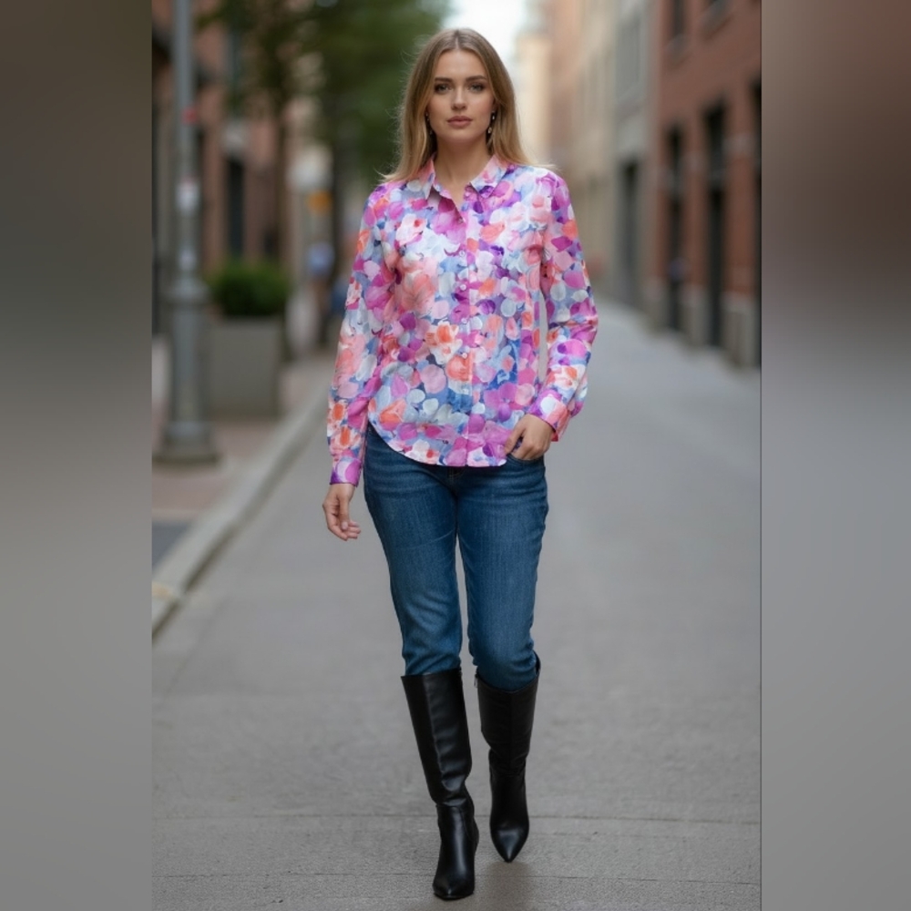 Floral Pink and Purple Women's Top XXL